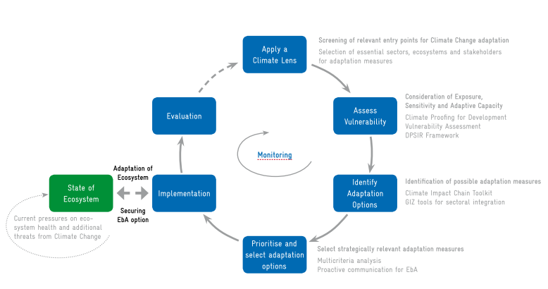 EbA Mainstreaming Cycle, EbA components and respective tools.png